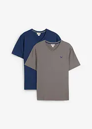 T-shirt met V-hals van biologisch katoen (set van 2), bonprix