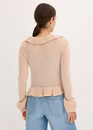 Fijn gebreid vest met ruches, bonprix