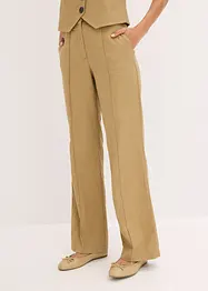High waist bandplooibroek met linnen, bonprix