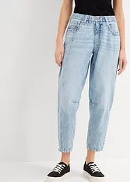 Barrel jeans mid waist, comfortabele tailleband, cropped, bonprix