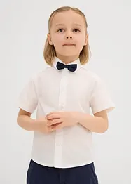 Overhemd met korte mouwen en strikje van puur katoen (2-dlg. set), bonprix