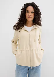 Sweatvest met capuchon en elastiek, bonprix