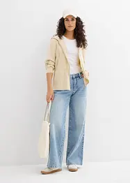Sweatvest met capuchon en elastiek, bonprix