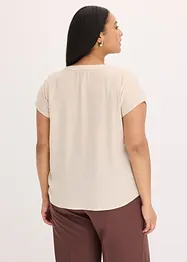 Soepelvallende, satijnen blouse met oversized schouders, bonprix