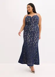 Kanten maxi jurk met bandjes en satijnen lint, bonprix