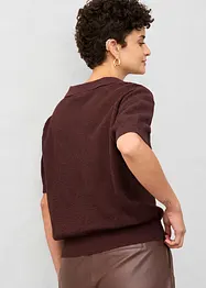 Ajour poloshirt met linnen, bonprix
