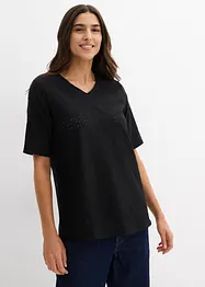 Crêpe shirt met broderie anglaise, bonprix