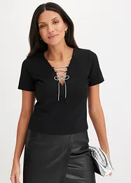 Cropped shirt met glitter strikjes, bonprix