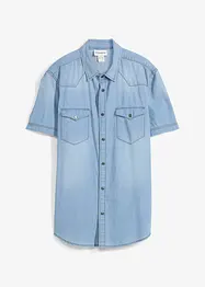 Spijkeroverhemd met korte mouw van biologisch katoen, slim fit, bonprix