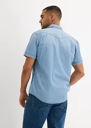 Spijkeroverhemd met korte mouw van biologisch katoen, slim fit, bonprix