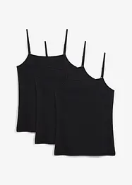 Spaghetti top met biologisch katoen (set van 3), bonprix