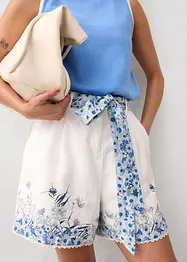 Short van linnen met een bloemenprint, bonprix