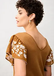 Gebreide top met zijde en mouwen van chiffon, bonprix