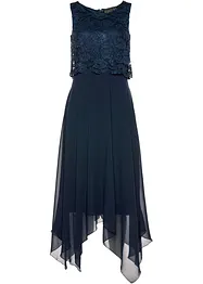 Premium chiffon midi jurk met kant, bonprix
