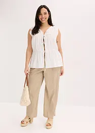 Mouwloze blouse met volants en strikjes, bonprix