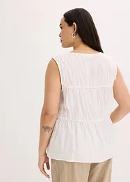 Mouwloze blouse met volants en strikjes, bonprix