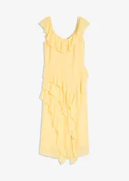 Maxi chiffon jurk met bandjes en volants, bonprix