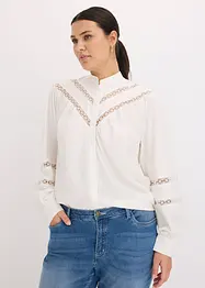 Blouse met linnen en gehaakte inzetstukken, bonprix