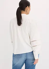 Blouse met linnen en gehaakte inzetstukken, bonprix