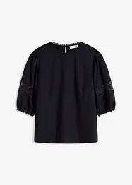 Blouse met korte mouwen en linnen, bonprix