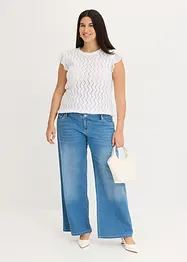 Gebreide top in gehaakte look met kant, bonprix