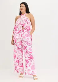Wijde broek met print van gestructureerde viscose, bonprix