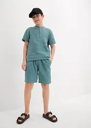 Shirt met korte mouwen en opstaande kraag van zachte mousseline, bonprix