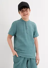Shirt met korte mouwen en opstaande kraag van zachte mousseline, bonprix