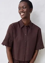 Cropped overhemdblouse met zijde, bonprix