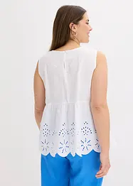 Mouwloze bloes met split en oogjesborduursel, bonprix