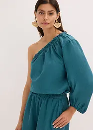 One-schouder blouse met linnen, bonprix