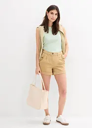 Twill short met hoge tailleband, bonprix