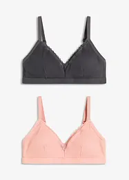 Bralette zonder beugels met gevulde cups en biologisch katoen (set van 2), bonprix