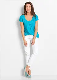 Katoenen shirt met kant, korte mouw, bonprix