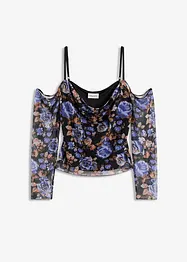 Cold shoulder shirt van lichte mesh, bonprix