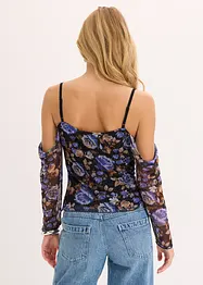 Cold shoulder shirt van lichte mesh, bonprix