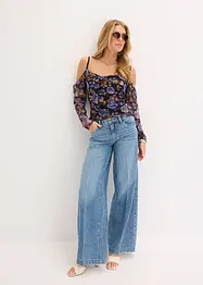 Cold shoulder shirt van lichte mesh, bonprix
