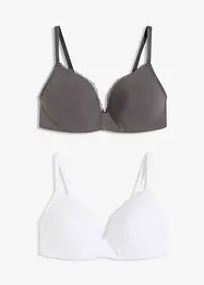 Voorgevormde bh zonder beugels met katoen (set van 2), bonprix