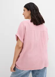 Mousseline blouse met knoopsluiting en zak, bonprix