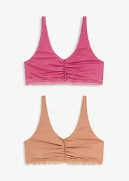 Bralette met katoen en kant (set van 2), bonprix