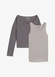 Top en longsleeve  van jersey (2-dlg. set), bonprix
