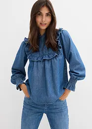 Spijkerblouse met ruches, bonprix