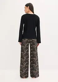 Pyjama met geribd shirt en wijde broek, bonprix