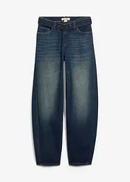 Barrel jeans mid waist met riem, bonprix