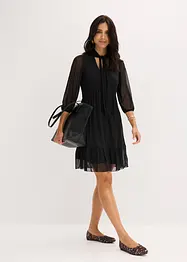 Jersey jurk van mesh met strik, bonprix