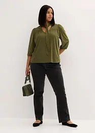 Mesh shirt met strik, bonprix