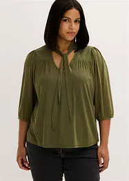 Mesh shirt met strik, bonprix