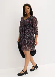 Mesh jersey jurk met volants, bonprix