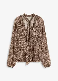 Mesh shirt met volant en strikhals, bonprix