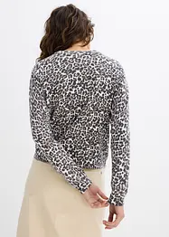 Fijn gebreid vest met luipaardprint, bonprix